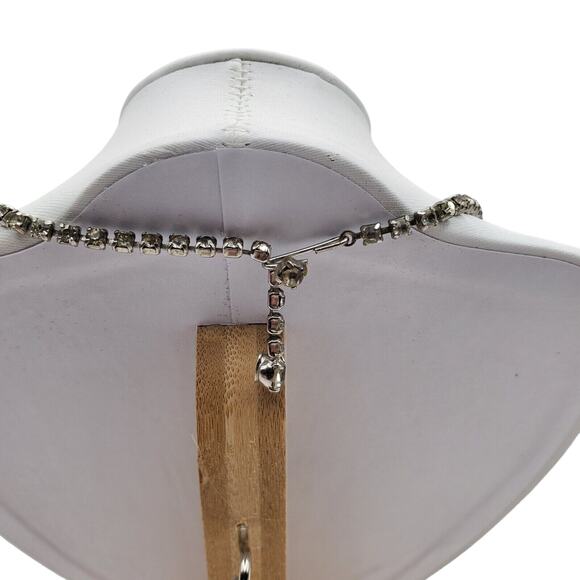 Kramer NY Rhinestone Choker Tennis Necklace Silver Tone Vintage Bride Wedding - Picture 6 of 8
